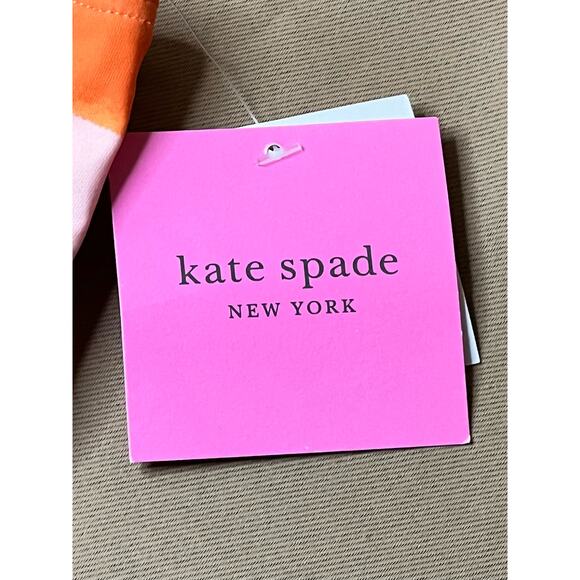 Kate Spade Awning Stripe High Waist Bikini Bottom Swim L Orange Soda NWT - Picture 5 of 6